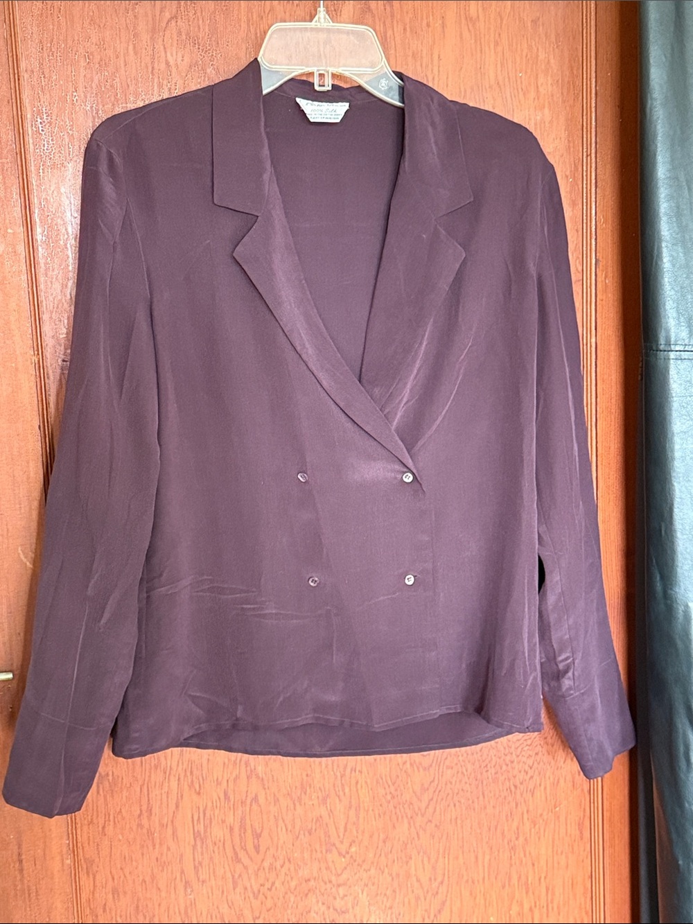Vintage Calvin Klein Plum Open-Front silk blouse 80’s/90’s